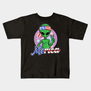 Alien Merica USA 4th Of July Fourth Patriotic Kids T-Shirt